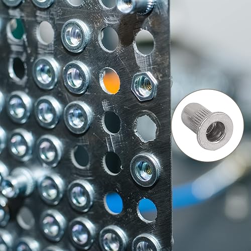 Vista 17 de METALLIXITY 100 tuercas de remache (M3), tuercas roscadas de aleación de aluminio, para sujetadores mecánicos de muebles, tono plateado