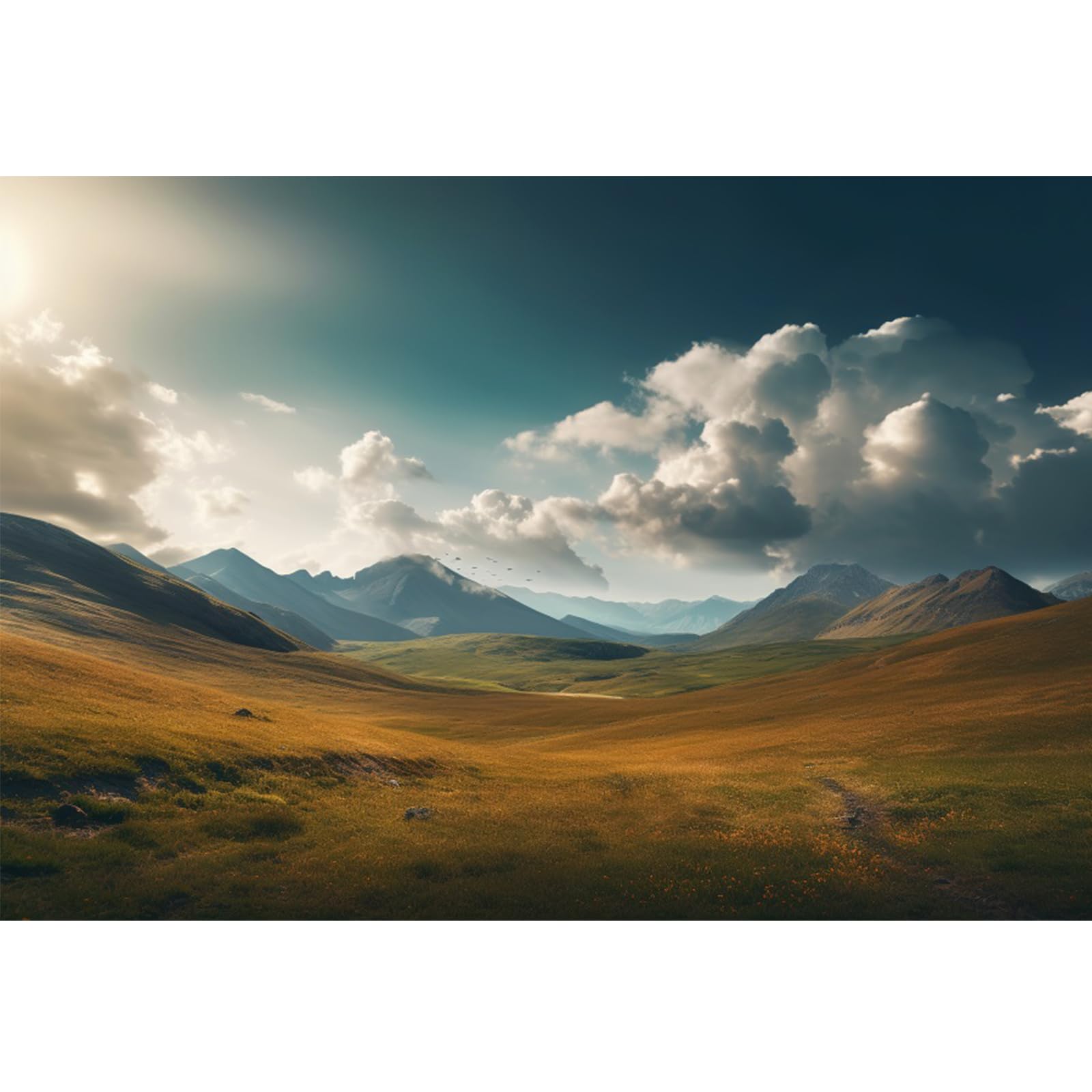 Nature Scenery Backdrop 7x5ft Prairie Mountains Sky Clouds Landscape Photography Background Party Banner Room Decorations Outdoor Travel Portraits