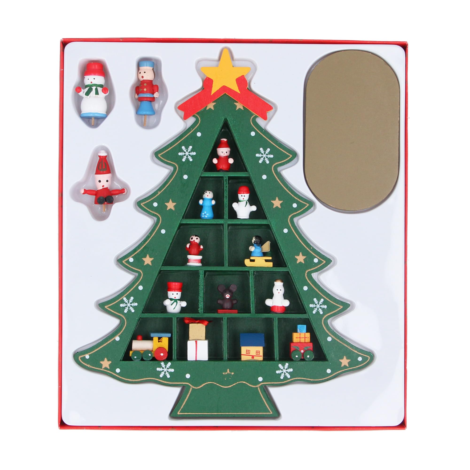 Gisela Graham Wooden Christmas Tree Cabinet With Decorations