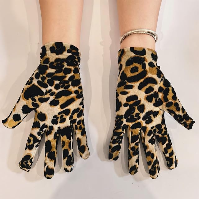 Foto 6 de 8 de LUOFENG Guantes con estampado de leopardo, poliéster suave, ligeros, para hombres, mujeres, niños, uso diario