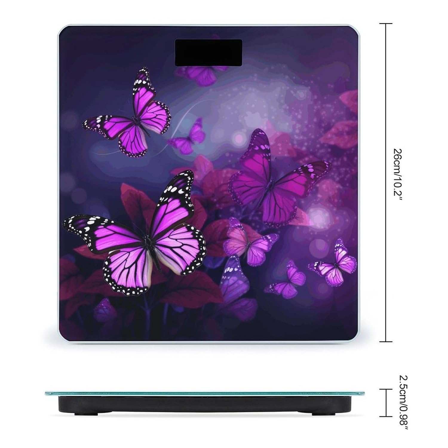 Electronic Scales,Purple Butterflies Print Basic Scales,Wireless Electronic Weight Scale,Portable Electronic Scale