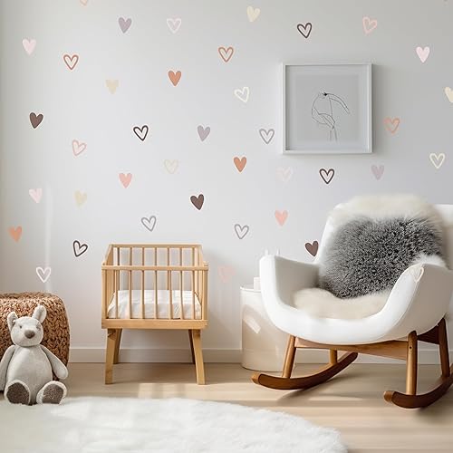 Miniatura 4 de 72 calcomanías de pared de corazón bohemio para dormitorio de niñas, calcomanías de pared extraíbles para guardería, decoración de niños, lindas