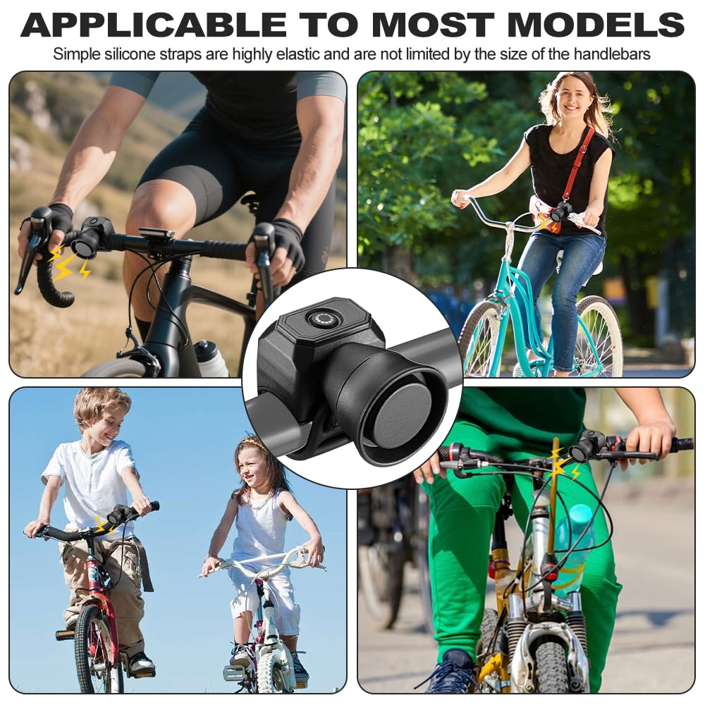 Campanello elettrico per bicicletta da 120 dB con 5 suonerie, clacson elettrico ricaricabile, USB, per MTB, bici da corsa, scooter