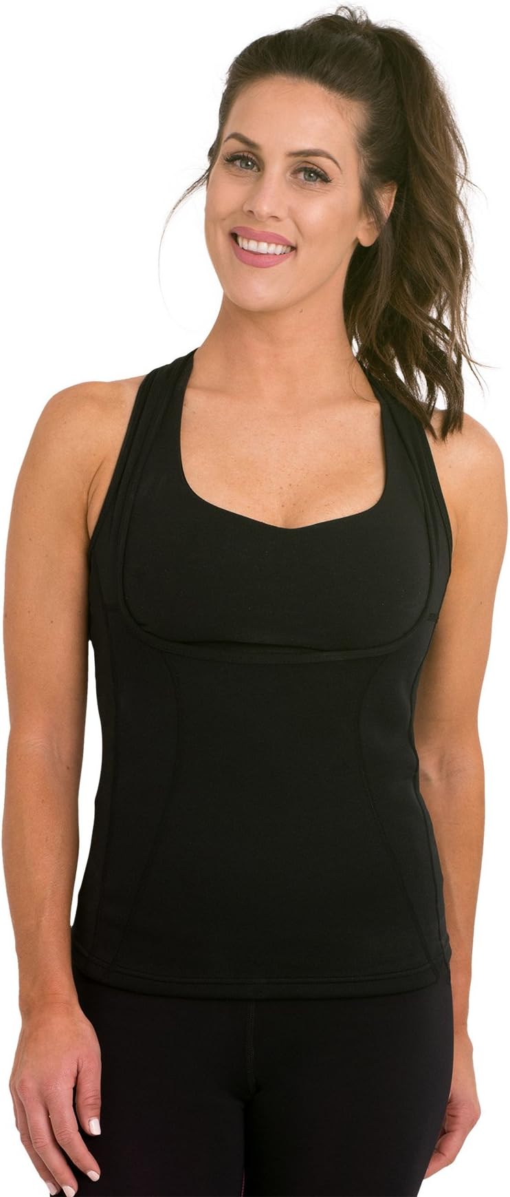Delfin Spa Women's Heat Maximizing Underbust Racerback Exercise Tank – Petite Thru Plus