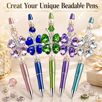 8PCS Rhinestone Four Leaf Clover Beads for Beadable Pens