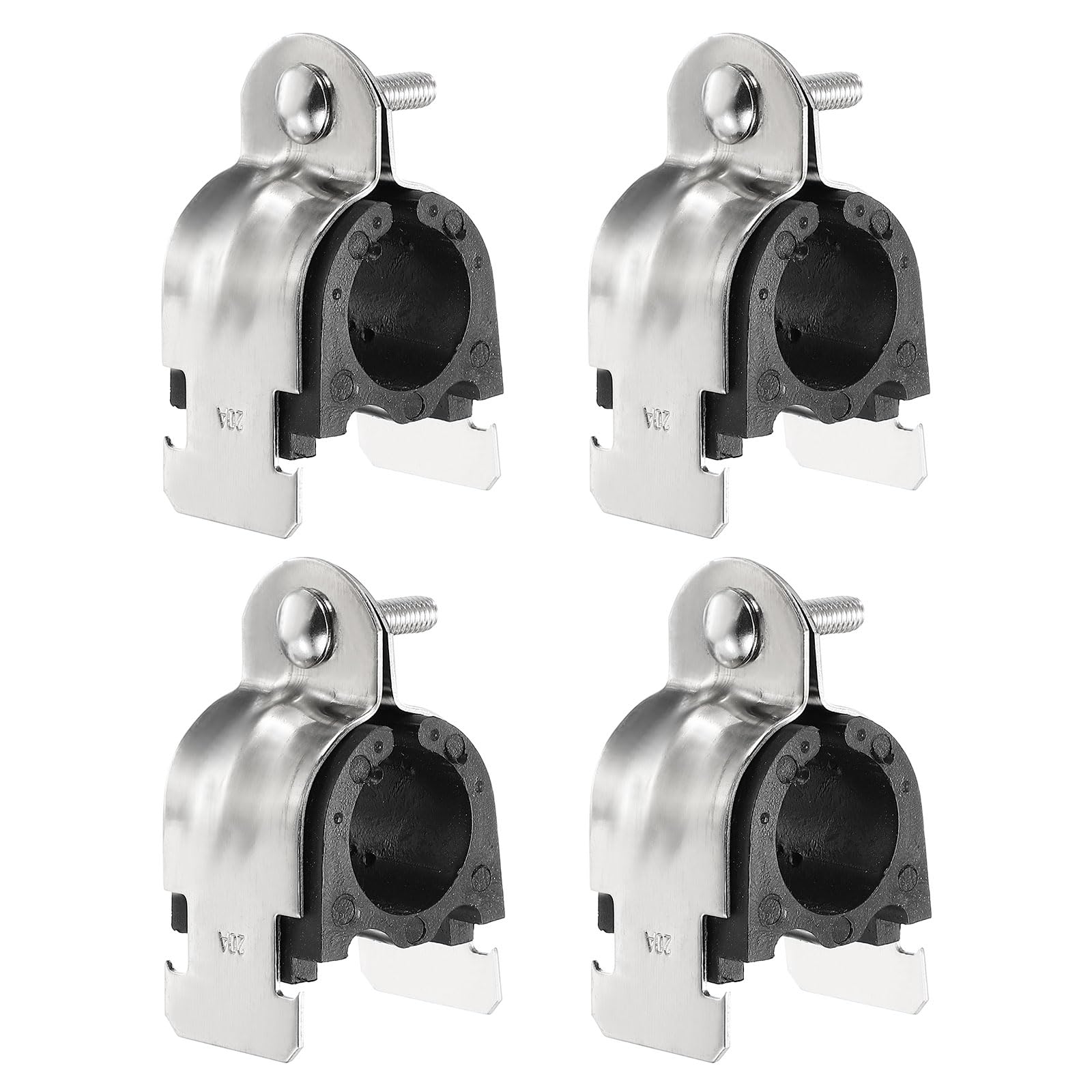 sourcing map 4pcs Rubber Cushion Strut Clamp 1" Universal 304 Stainless Steel Strut Clamps with Bolt and Nut for Copper PEX Pipe CVPC Tubing, Silver Black โ image 1