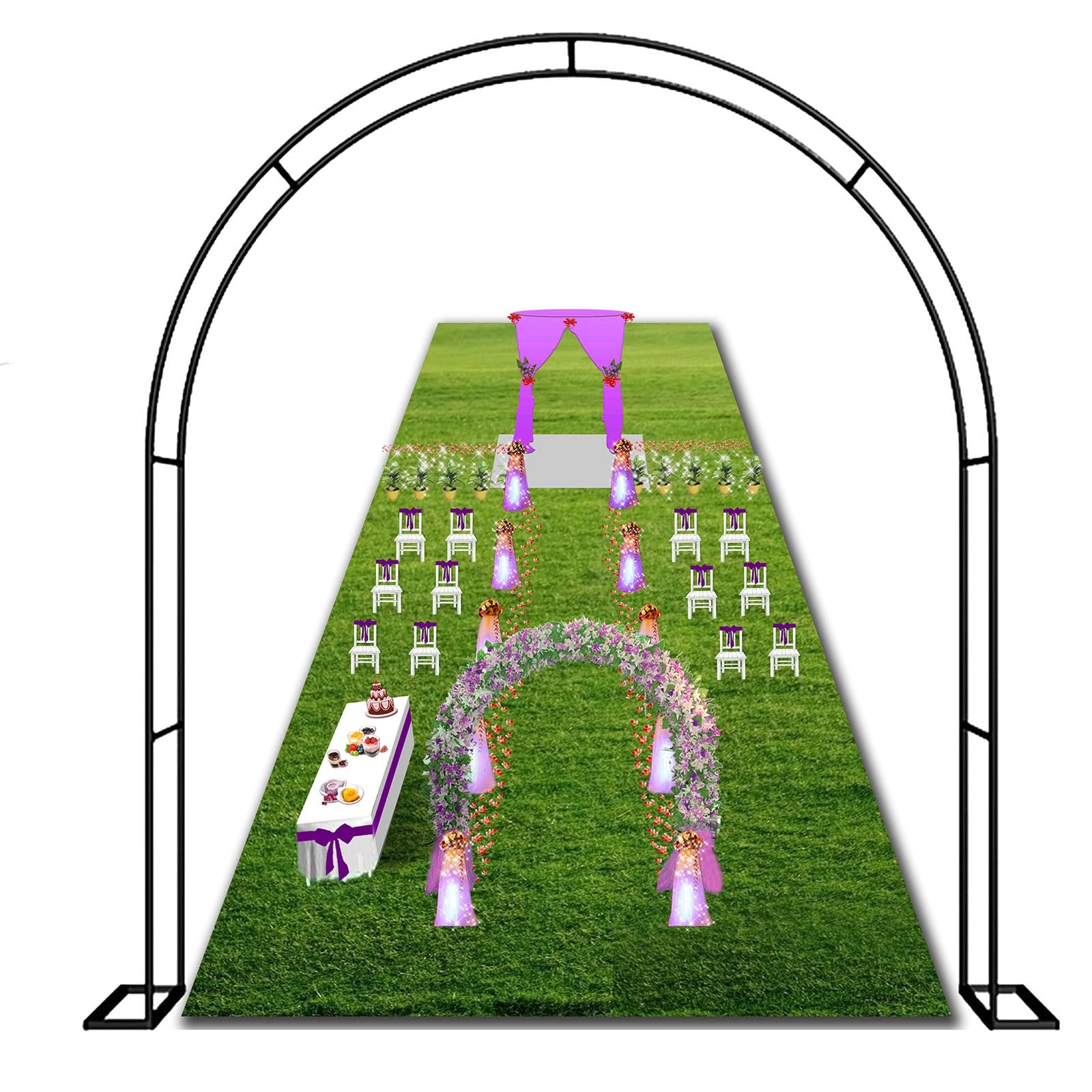 Solidny metalowy łuk ogrodowy – altana różana do roślin pnących, odporna na warunki atmosferyczne, idealna na wesela i imprezy, rozmiar szer. 180 x wys. 220 cm