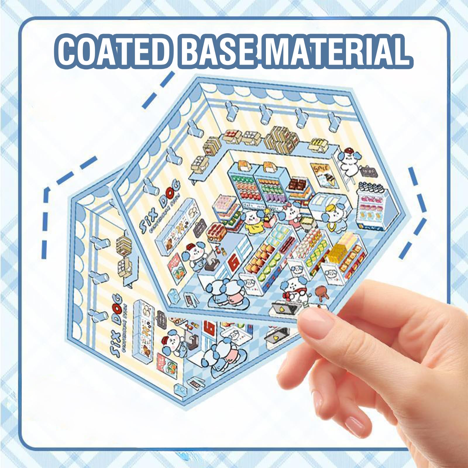 2 juegos de calcomanías 3D para decoración creativa, bonitas calcomanías para hacer tu propia tienda de casa para regalos (azul) — view 4