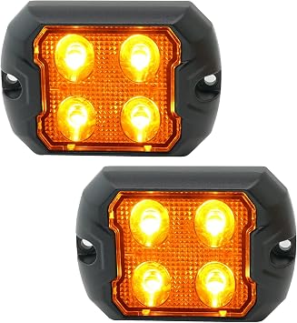 Amber LED Strobe Lights, Grille Quad-Sync Emergency Kit, Surface-Mount