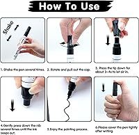 Vista 2 de Rotuladores permanentes de pintura negra, paquete de 2 marcadores impermeables a base de aceite de secado rápido para plástico, neumáticos, caucho