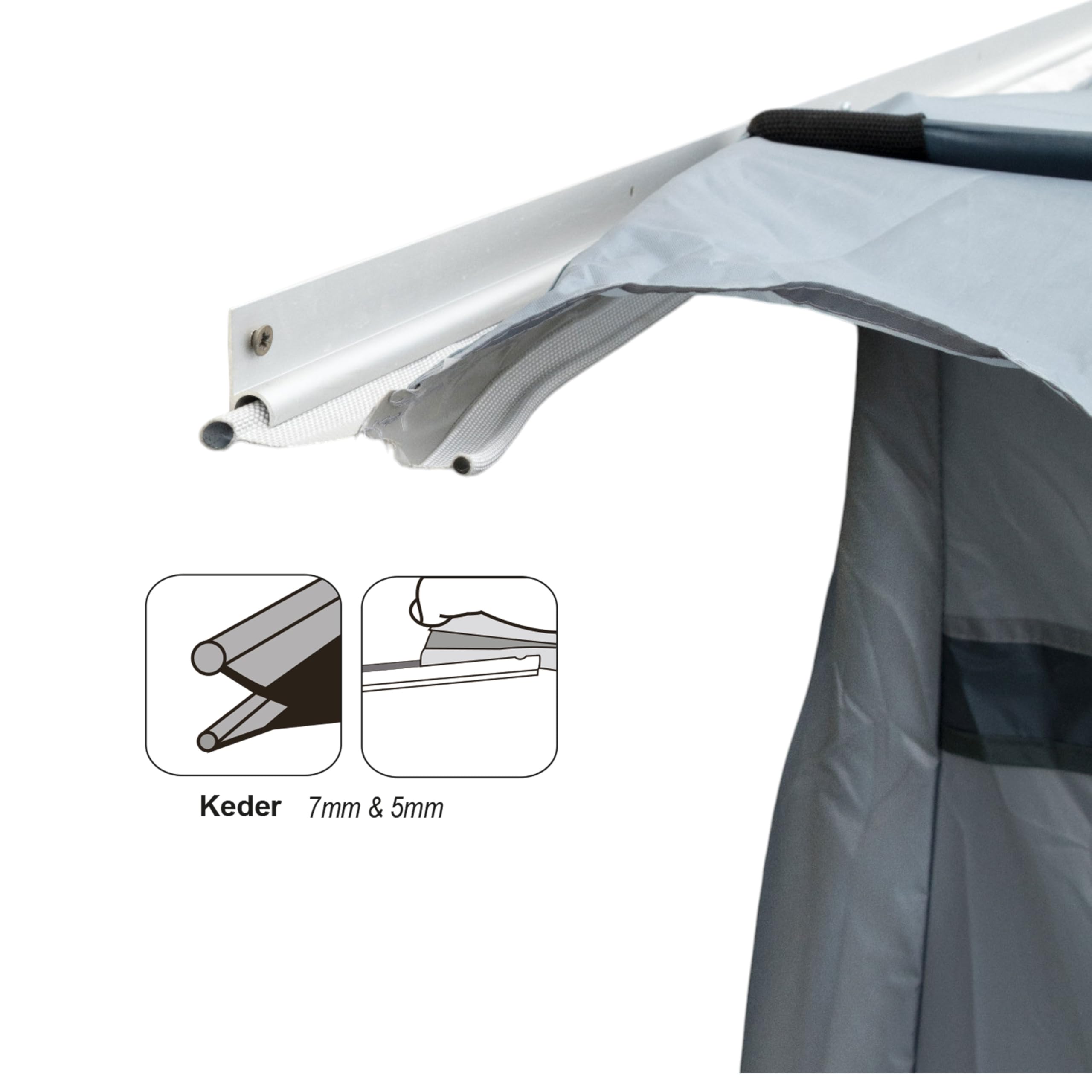 Auvent 390 x 260 x 245 cm pour caravane, camping-car, camping, fibre de verre et armature en aluminium, 5000 mm, étanche