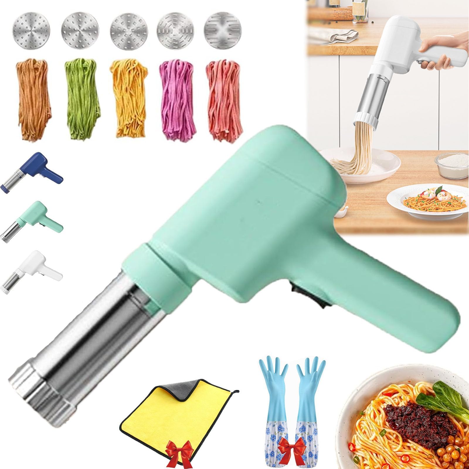 Electric Idiyappam Maker, Automatic, Idiyappam Maker, Pasta Maker, Alloy Steel, White, Green, Blue