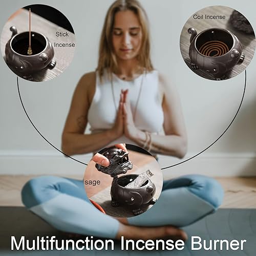 Miniatura 6 de ALLACE Bonito soporte de incienso con varillas de incienso quemador de incienso de cerámica hecho a mano adorno de aromaterapia accesorios de