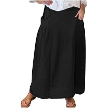 Akklian Women's A Line Maxi Skirt Boho Floral Print Elastic Waist Pleated Skirt Summer Boho Fashion Long Skirts with Pockets