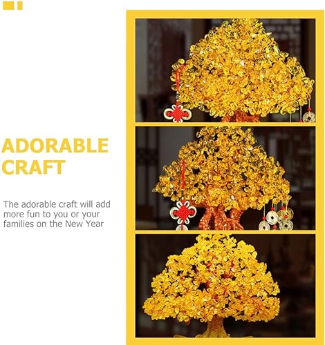 Miniatura 9 de Árbol de cristal para el dinero, Feng Shui, bonsái para fortuna dinero, riqueza, prosperidad y éxito, árbol de piedras preciosas de citrino para