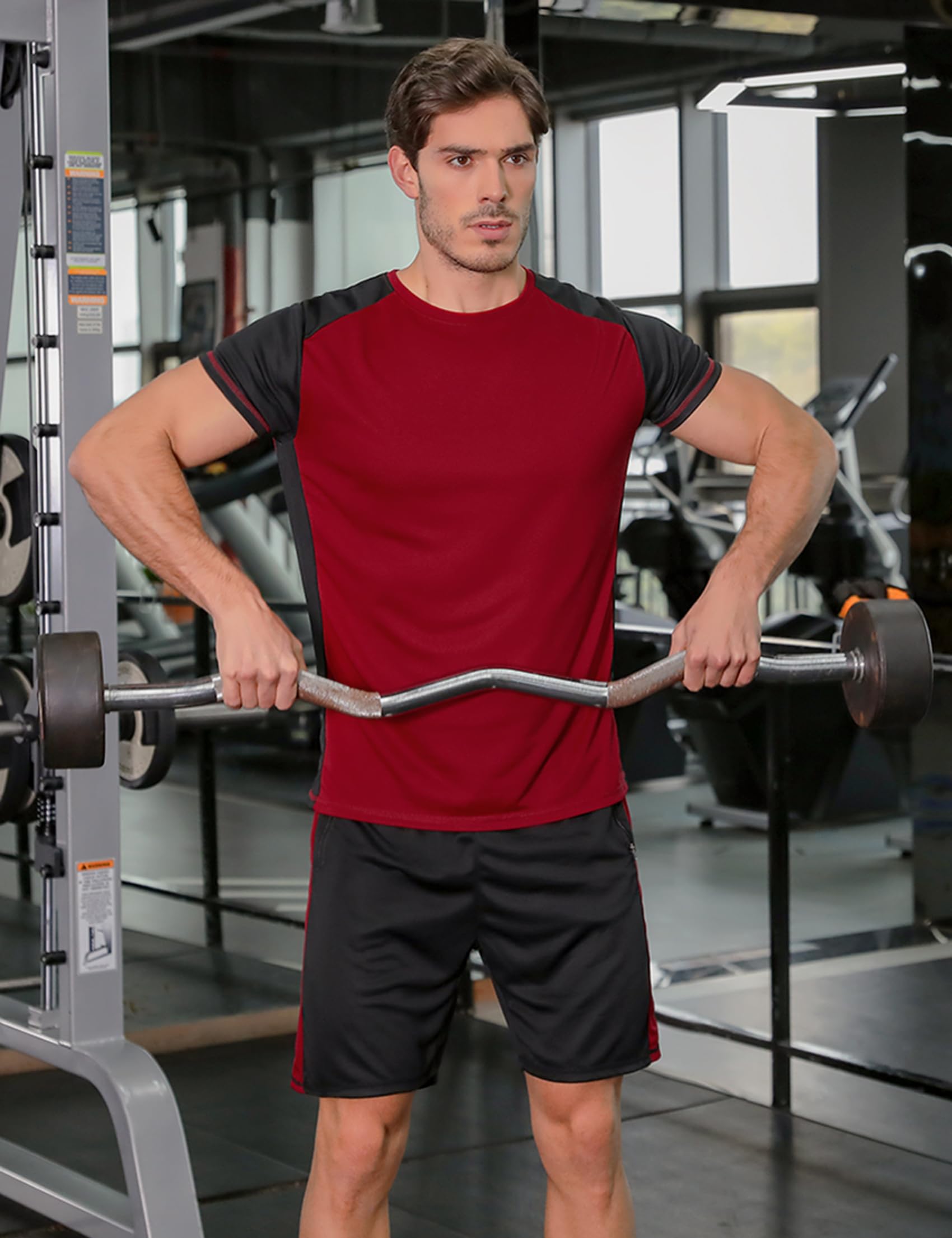 Conjunto Deporte Hombre Corto manga corta Conjuntos de Chandal Hombre Verano Traje de Entrenamiento Gimnasio Elástica Secar Rápido Ropa Deportiva Hombre Correr Bici