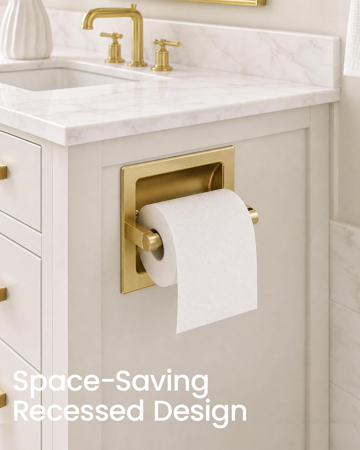 Recessed Toilet Paper Holder Gold, in-Wall, 304 Stainless Steel image 3
