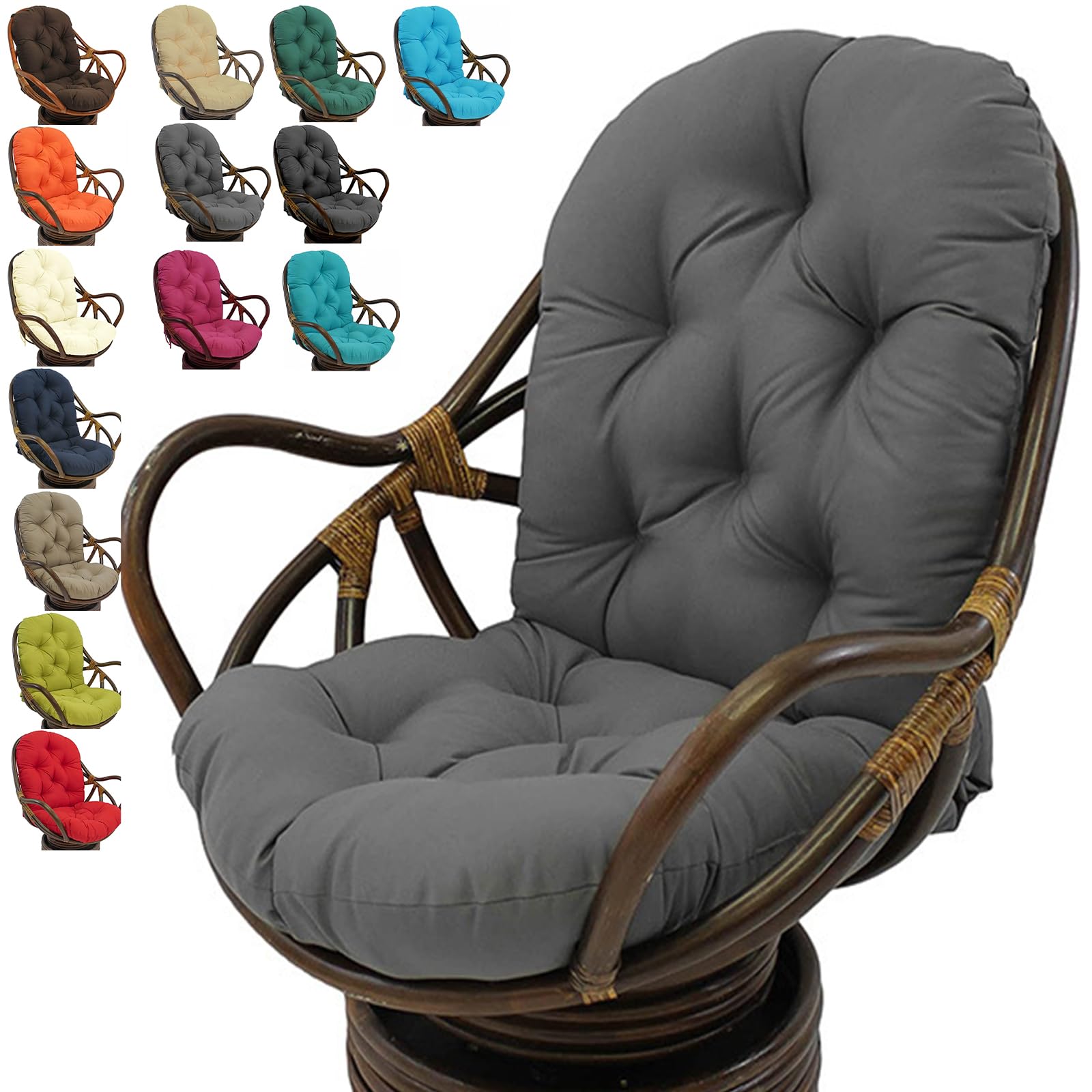 FUYAO Outdoor Swivel Rocker Cushion, Waterproof Improved Comfy Hammocks Papasan Chair Cushion, Rocking Chair Cushion Tufted High Back, For Rattan Swing Wicker Rattan Egg Chair