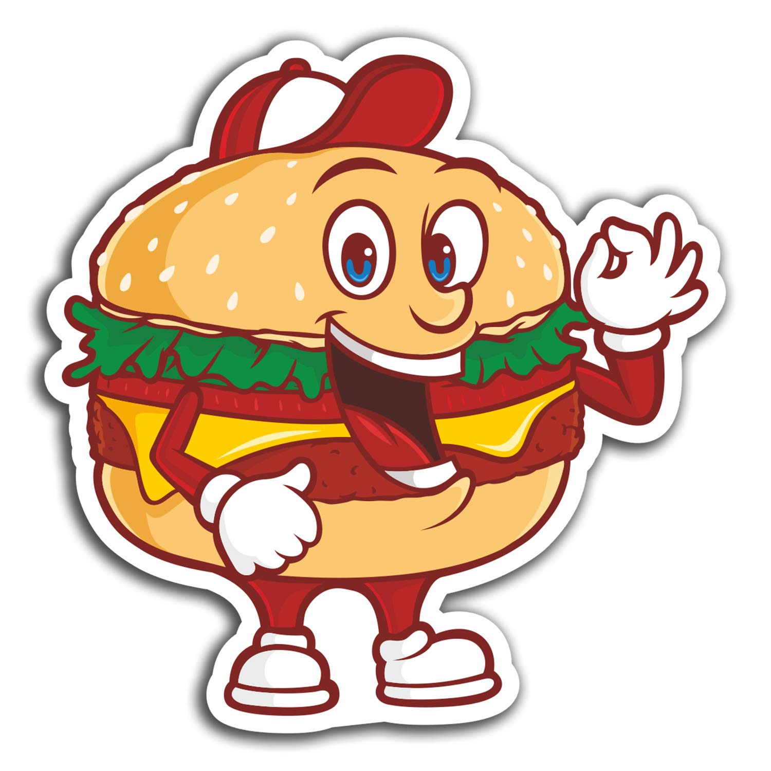 Destination Vinyl Ltd Multi 2 X 10Cm Cartoon Burger Vinyl Stickers - Fun Sticker Laptop Luggage #32015 (10Cm Tall)