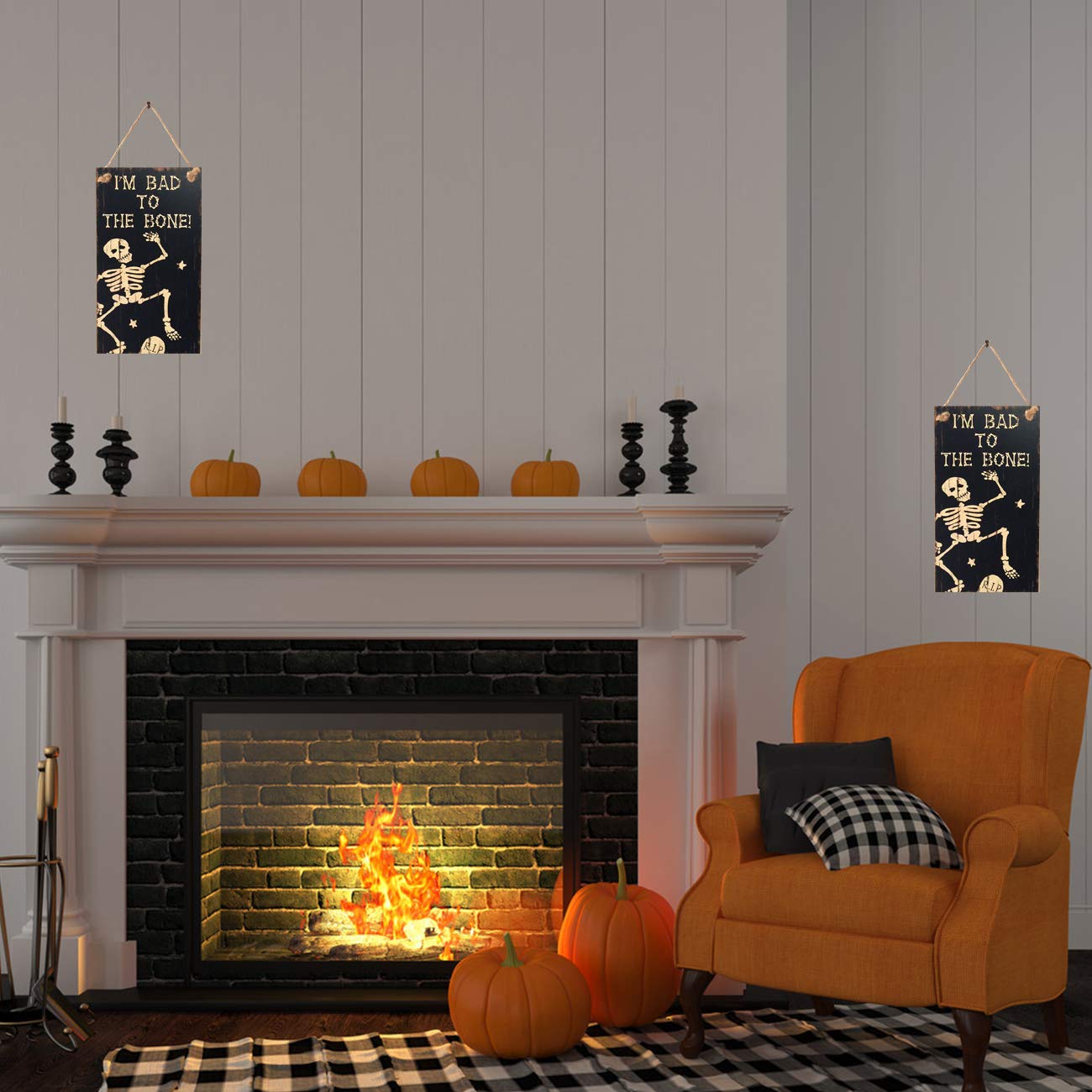 Acronde Halloween - Mini Cartel Decorativo De Madera Para Colgar