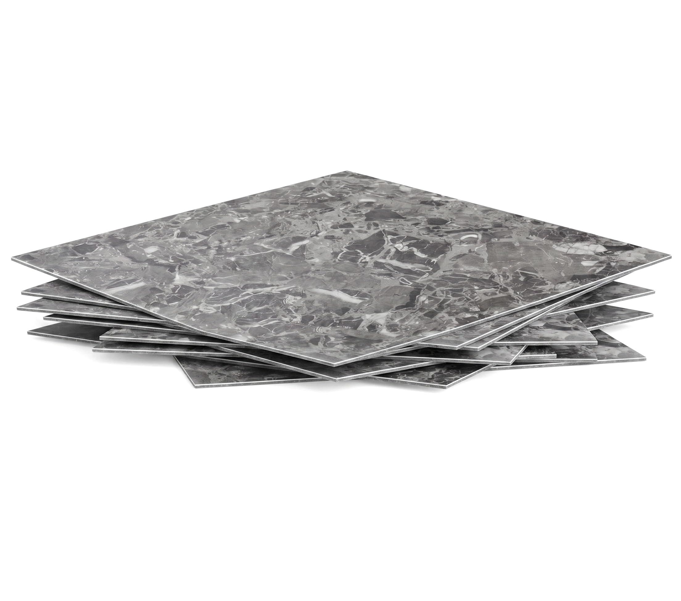ROSEROSA Azulejos de vinilo de núcleo rígido con patrón de mármol, 40 cm x 40 cm, 2 mm de grosor, impermeables, autoadhesivos, duraderos, LVT-ECK-303