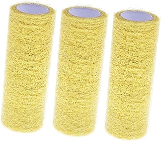VILLCASE 3 Rollos De Gasa De Tul (10 Unidades) Para Faldas De Tul Decoración De Bodas Organza Color Amarillo Cinta De Malla De Poliéster.