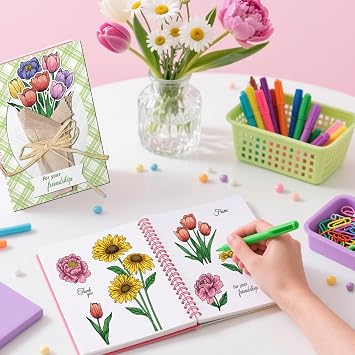 3 Sets Flower Clear Stamps & Cutting Dies & Painting Stencils for Card Making, Daisies Tulips Peonies Stamp and Metal Die Cuts PET Layering Coloring Stencil for DIY Scrapbooking Arts Crafts