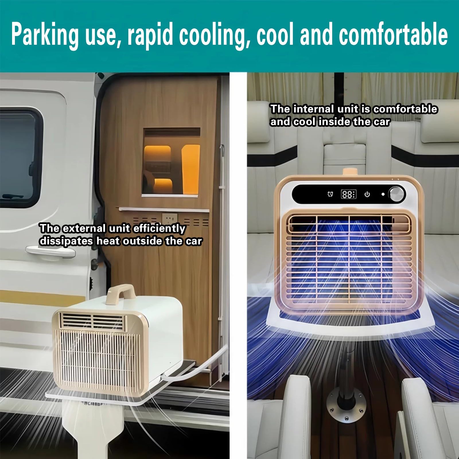 Aire acondicionado portátil split, 5000 BTU, 1500 W, para camping, con tubo de conexión de 2 m, silencioso, ideal para tiendas de campaña, caravanas, dormitorios 220V,1500W