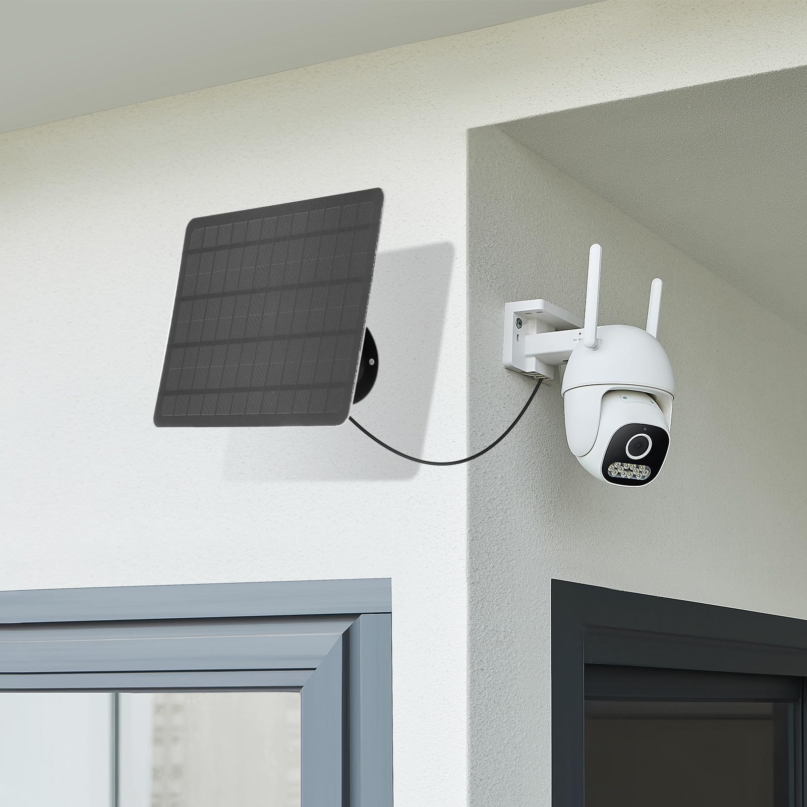 Outanaya Pannello Solare Monocristallino 20w da Parete, Caricabatterie Solare USB Portatile per Telecamera di Sicurezza ed Energia Esterna