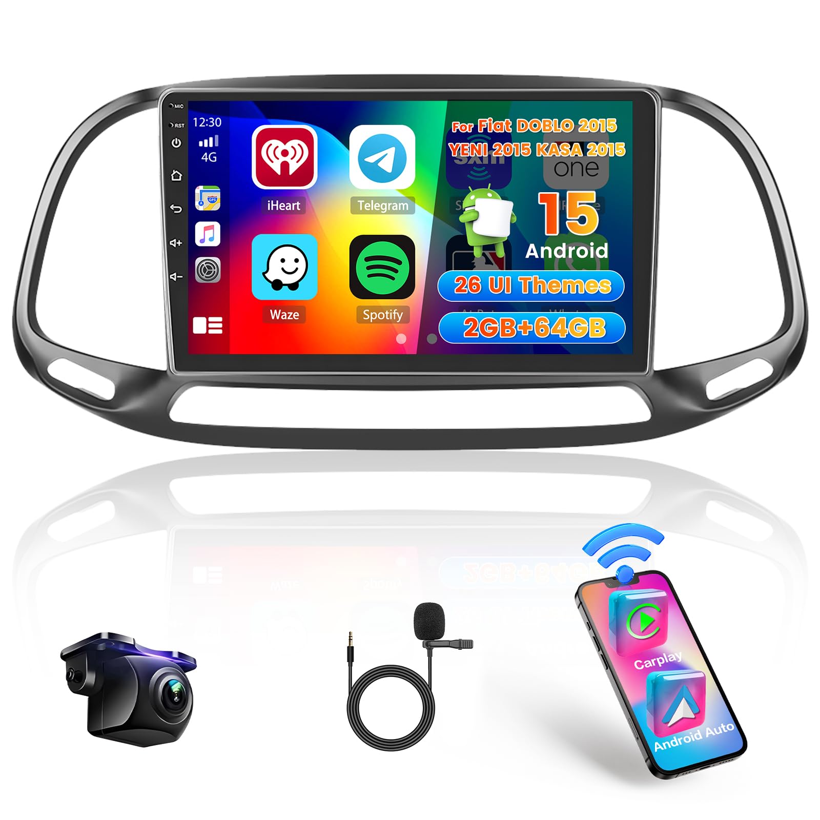 Android 13 Autoradio Für Fiat Doblo/Yeni Kasa 2015 – Mit Carplay, Android Auto & 9 Zoll Touchscreen