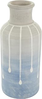 Deco 79 Ceramic Abstract Decorative Vase Abstract Ombre Drip Centerpiece Vase with Gray and White Accents, Flower Vase for Home Decoration 6" x 6" x 15", Blue