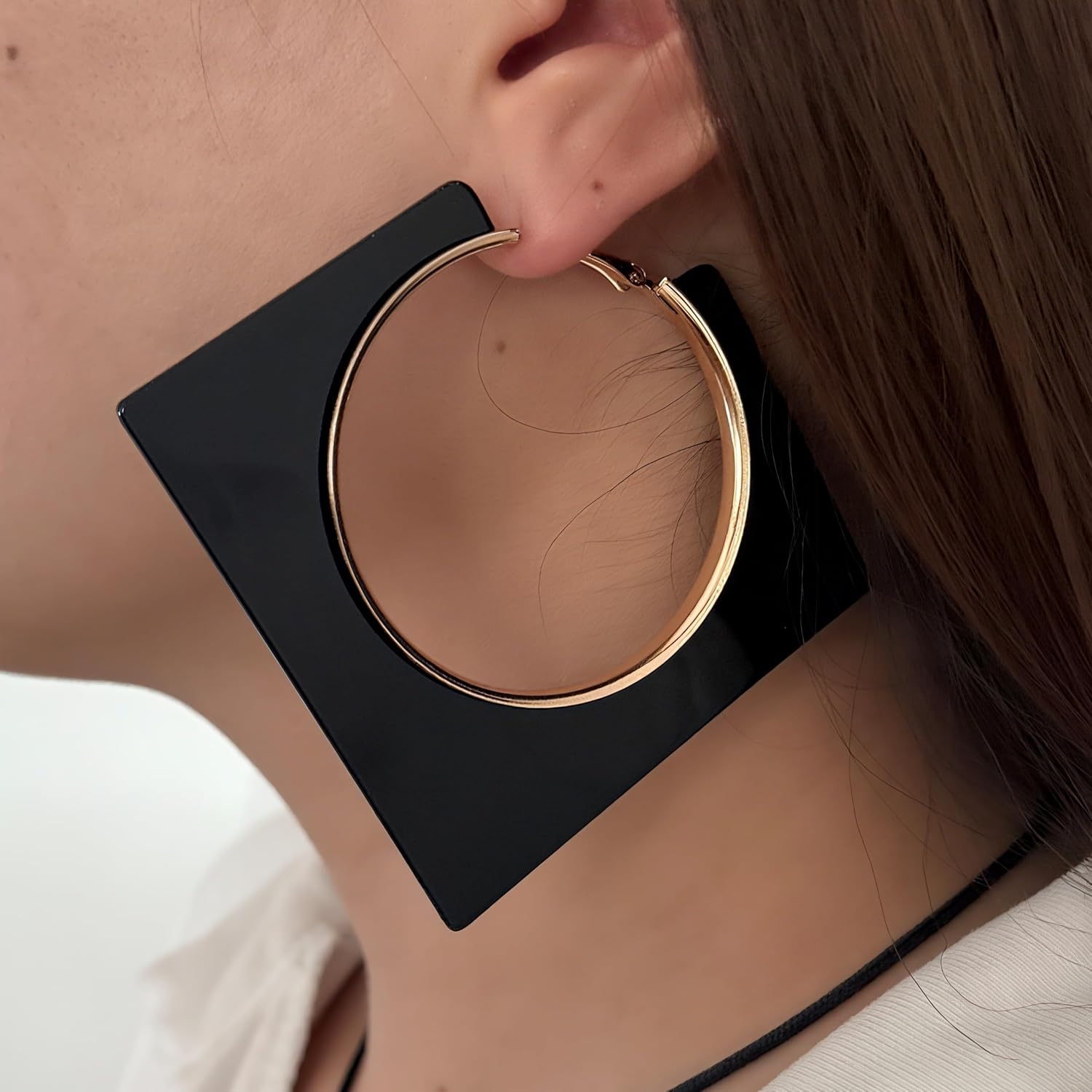 Acrylic Hoop Earrings for Women Large Square Neon Dangle Drop Earrings Statement Geometric Vintage Party Jewelry - Image 3