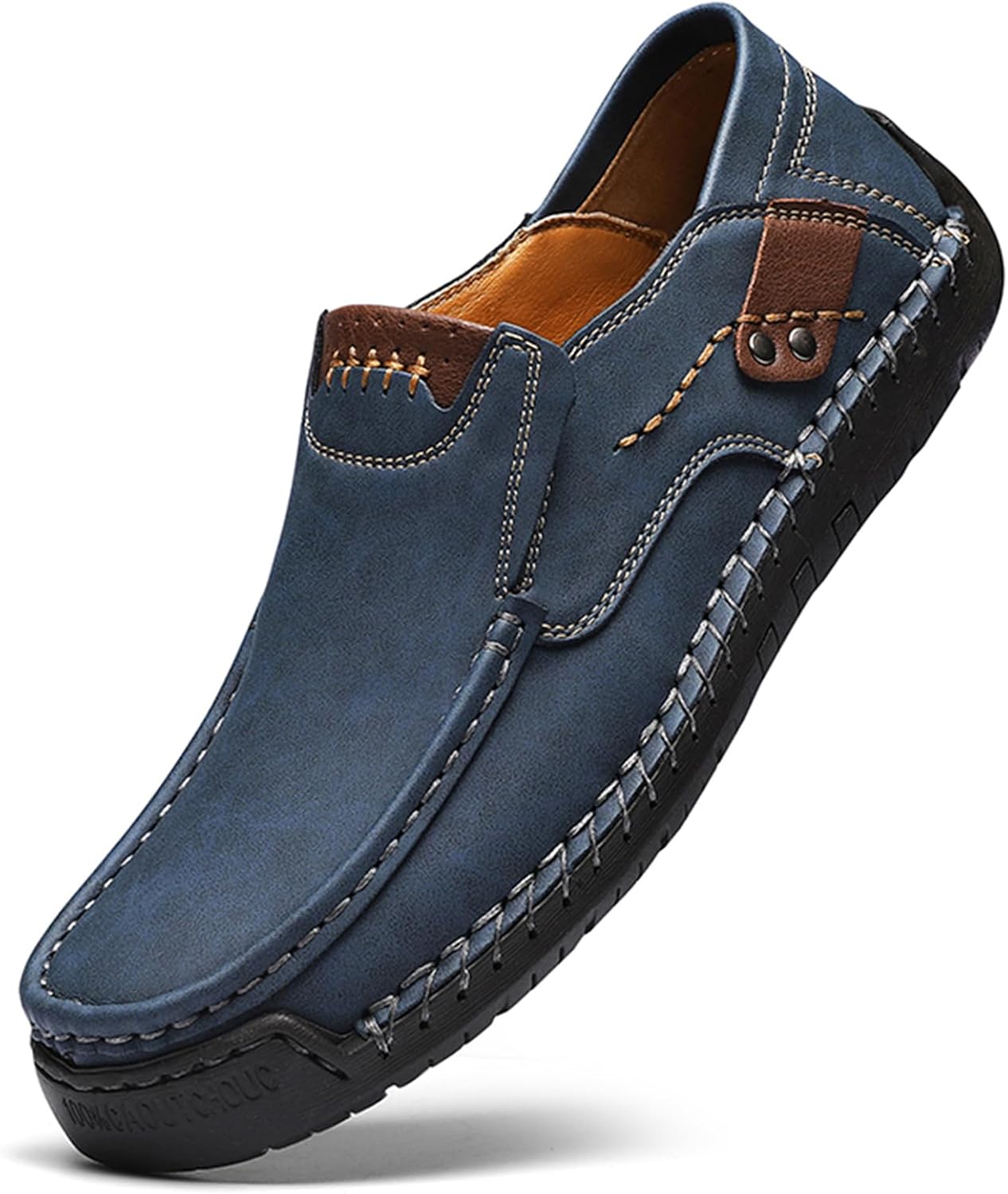 GREKS Men's Handmade Leather Slip-On Loafers, Casual Comfortable Breathable Driving Shoes