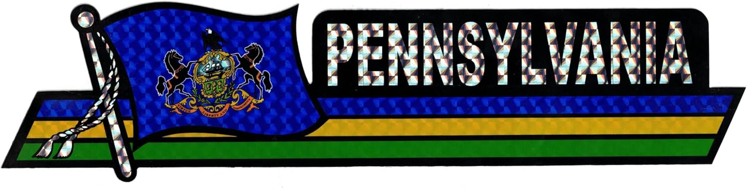 Pack of 50 Pennsylvania State Flag 3"x12" Reflective Decal Bumper Sticker DCX-539