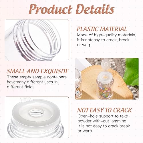 Miniatura 6 de RAYNAG Mini botella vacía de polvo suelto de 6 piezas, recipientes de purpurina de tamaño de viaje, botella agitadora de polvo para sombra de ojos,