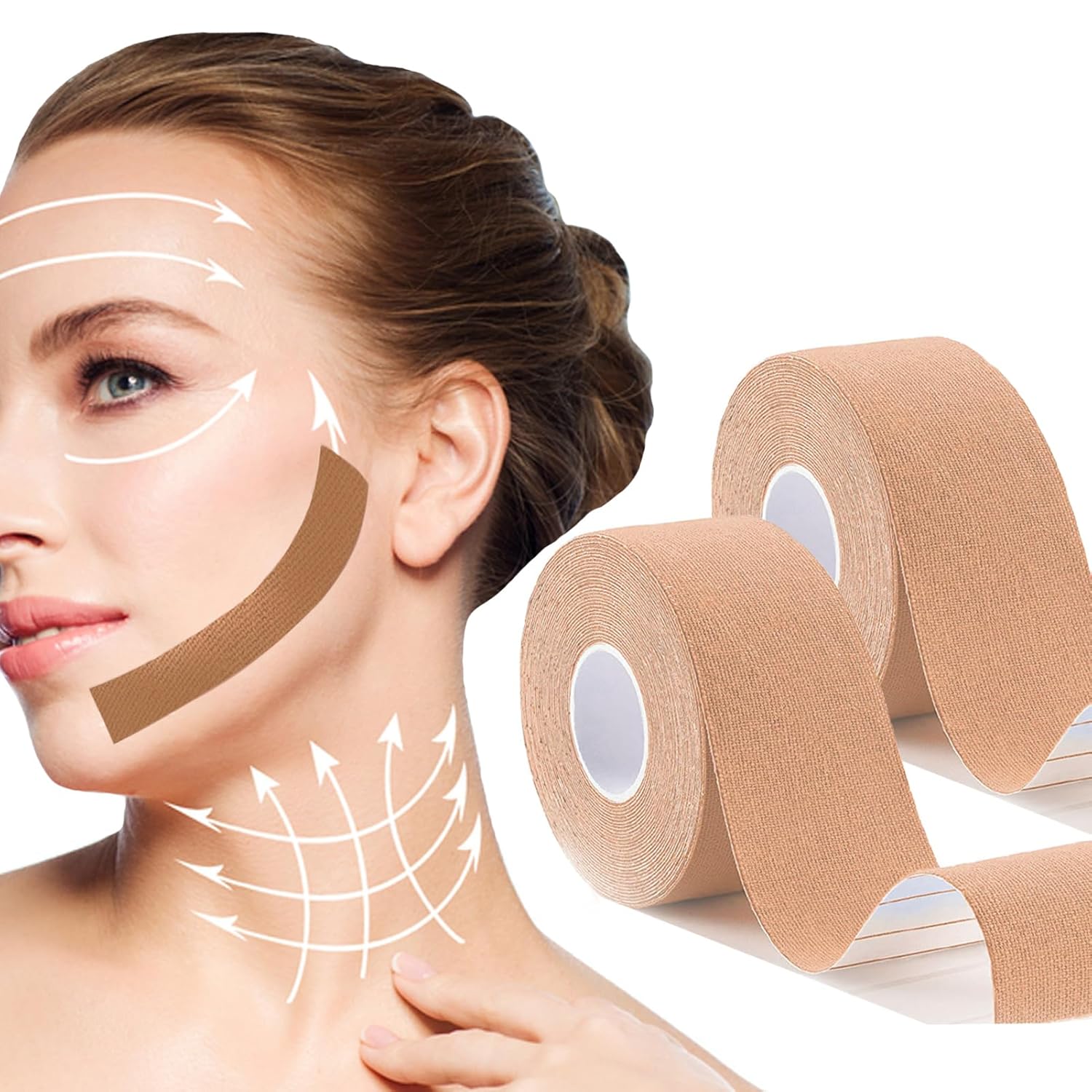 2 Rolls Facial Myofascial Lift Tape Anti-Wrinkle Tape Patches Anti-Freeze Stickers for Firming And Tightening Skin Suits for All Parts of The Face and Neck 2.5cm*5m US166
