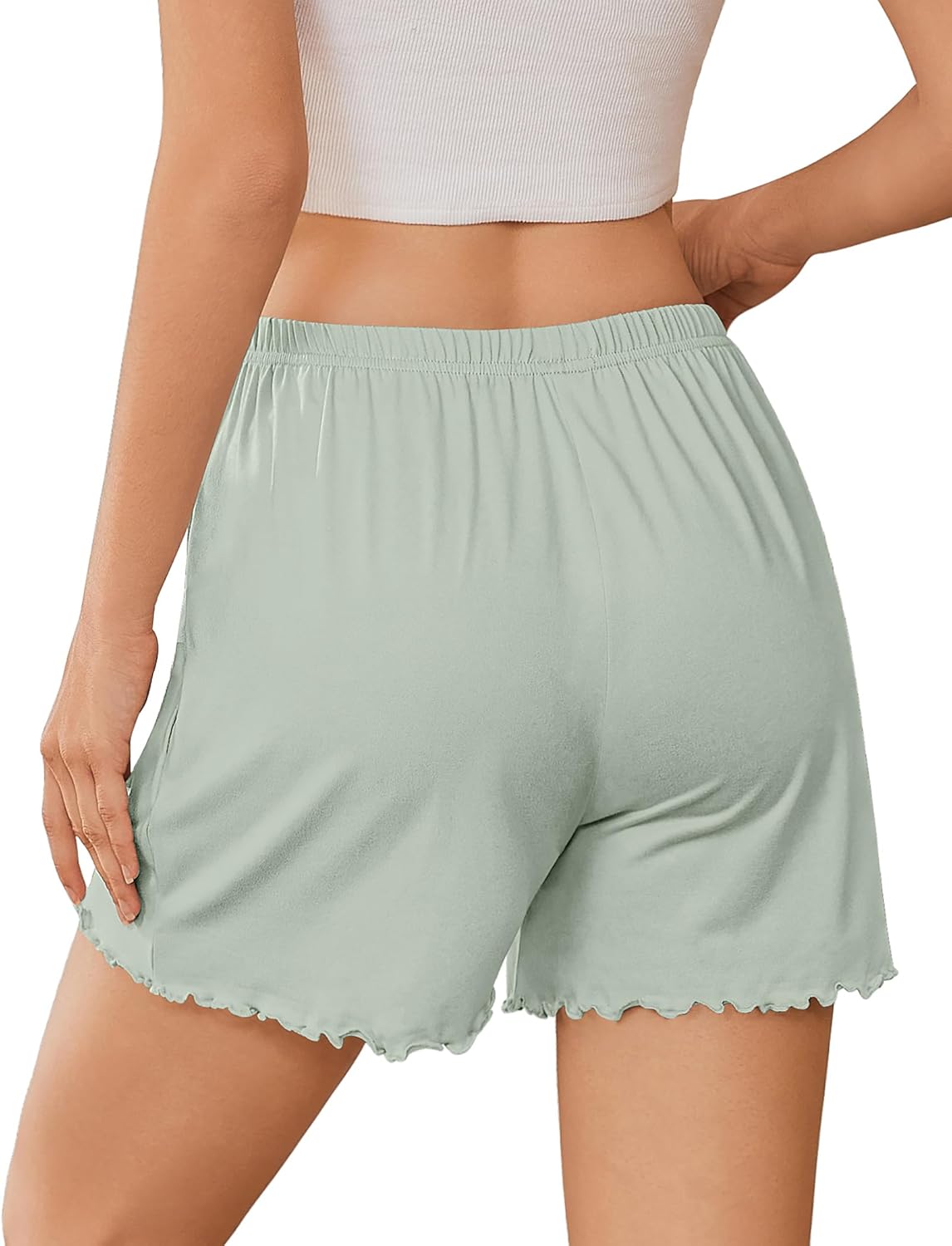 Ekouaer 2 Pack Womens Pajama Shorts 2026 Summer Casual Lounge Sleep Short Ruffle Soft Comfy Pj Bottoms with Pockets - Image 5