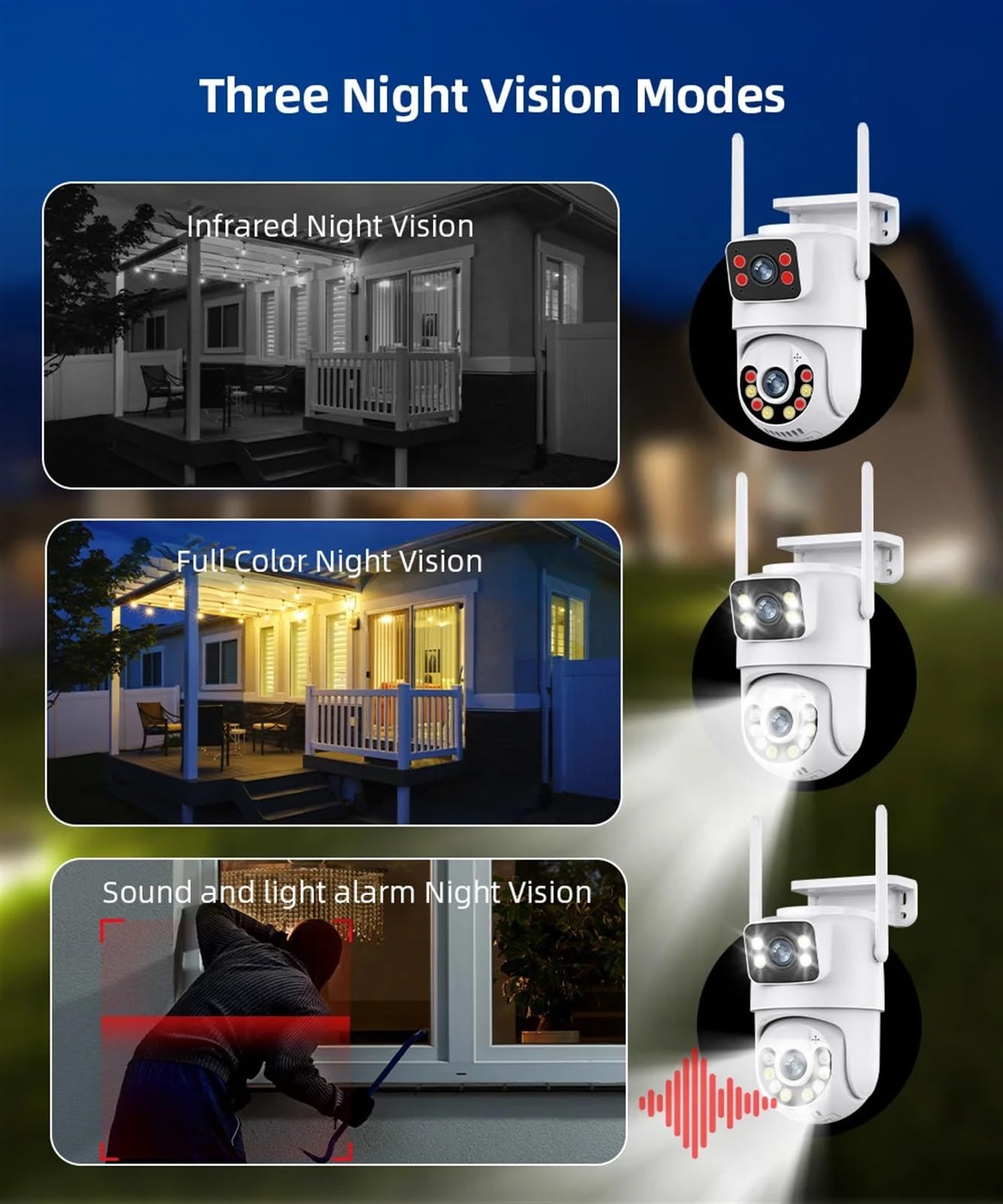 Telecamera di Sorveglianza, Telecamera 4K HD a doppio obiettivo PTZ a schermo 2K di sicurezza con tracciamento automatico esterno Sorveglianza impermeabile