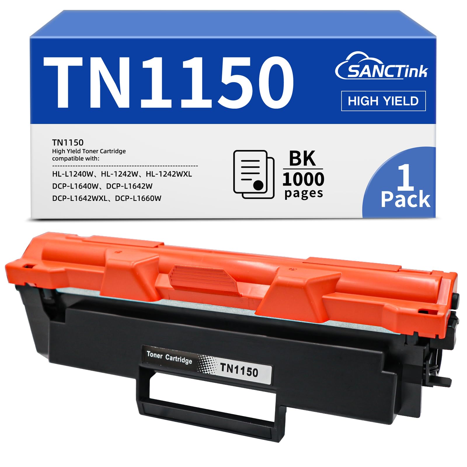 Cartouche De Toner Compatible Brother TN1150 - Pour Imprimantes HL-L1240W, DCP-L1640W Etc. - 1 Cartouche (environ 1000 Pages) - 3