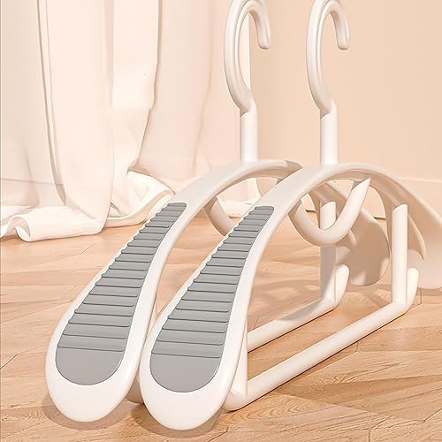 Miniatura 3 de Paquete de 10 ganchos anchos para colgar el hombro, antideslizante para ropa, organizador de armario con barra de pantalones, percha resistente,