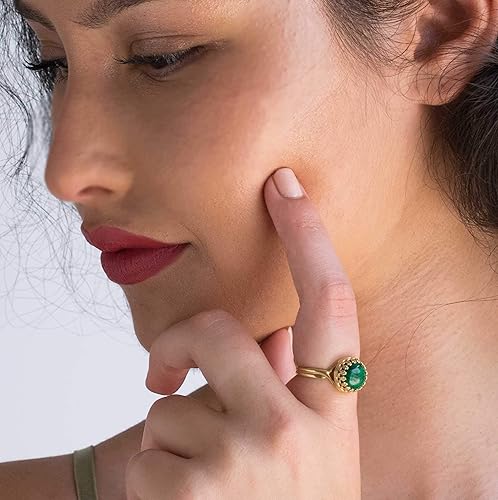 Vista 2 de Anillos de piedras preciosas chapados en oro de 14 quilates para mujer, oro sobre plata de ley 925, anillos chapados en oro para mujer, anillos