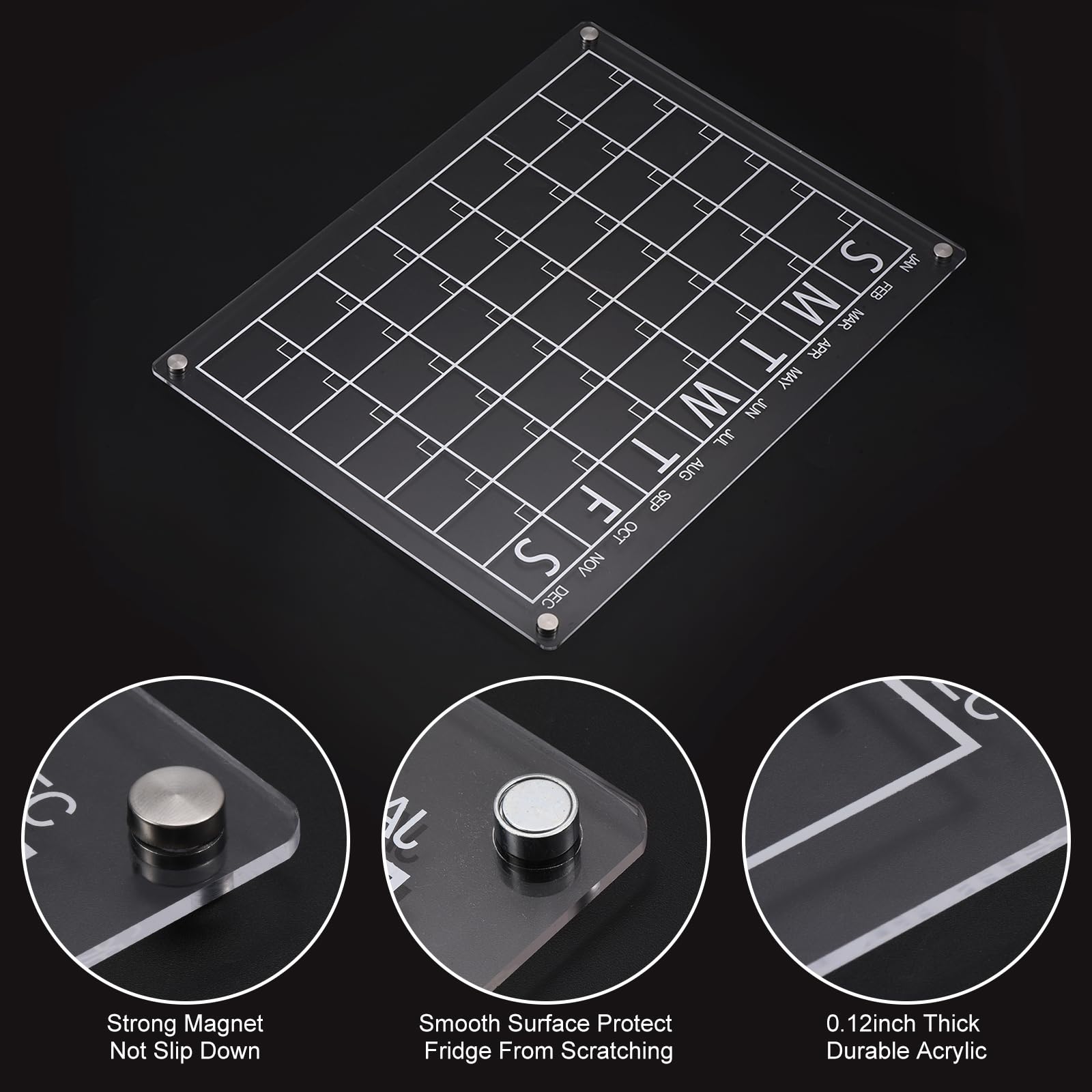 PATIKIL Magnetic Fridge Calendar, 2Pcs Acrylic Weekly Dry Erase Board Includes 8 Markers - Image 4