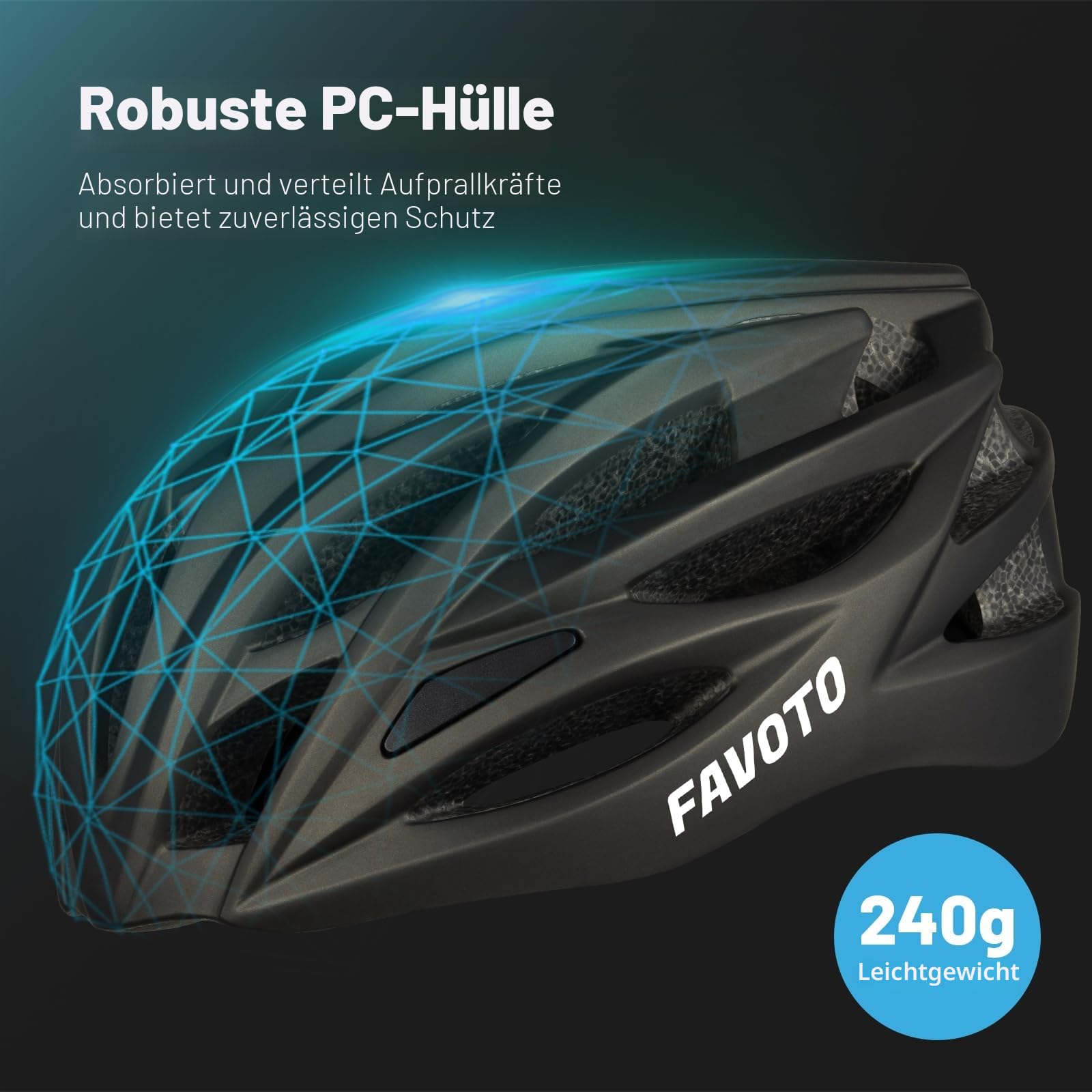 Favoto Fahrradhelm für Erwachsene Fahrrad Helmet mit Abnehmbarer Innenfutter Verstellbar Rennradhelm Rollerhelm Mountainbike MTB Helm für Herren Damen