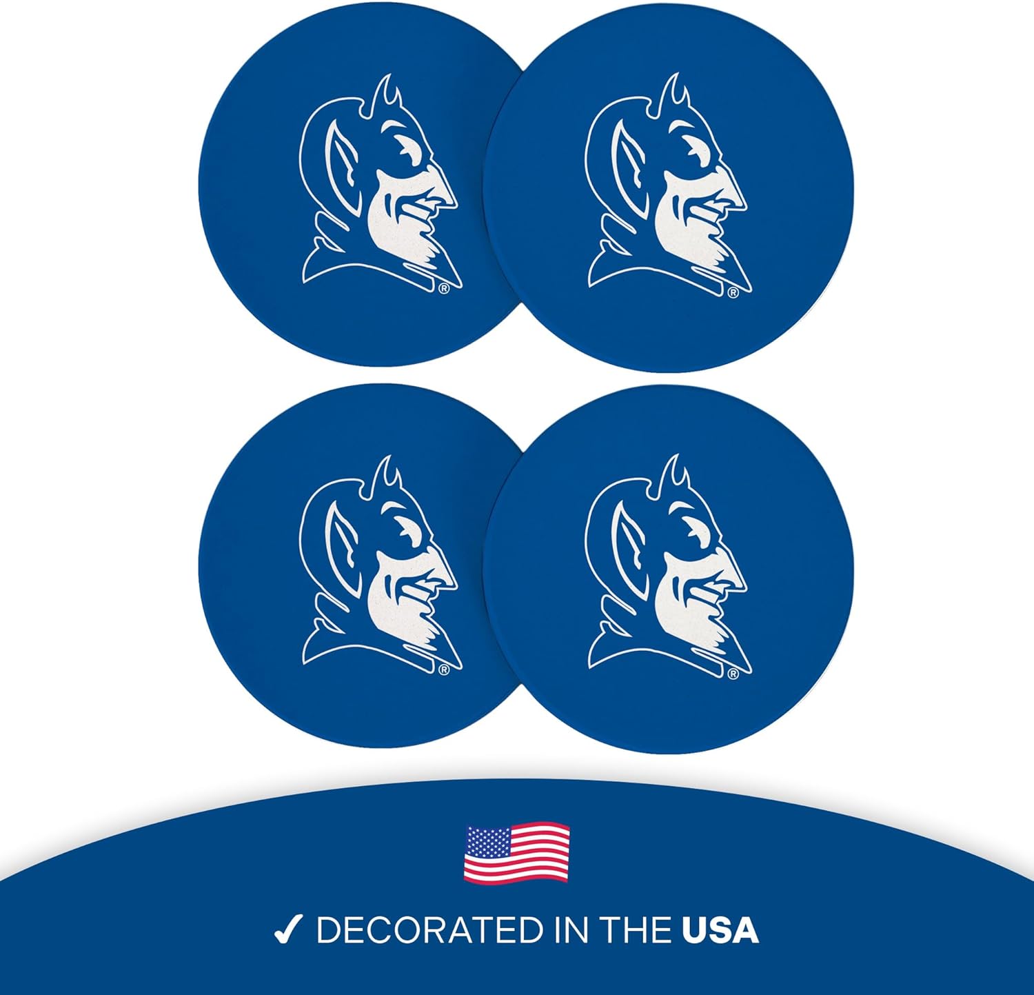 Desert Cactus Duke University Circle Ceramic Coasters 4 Pack Blue Devils Absorbent Drink Coasters with Cork Backing (Design C)