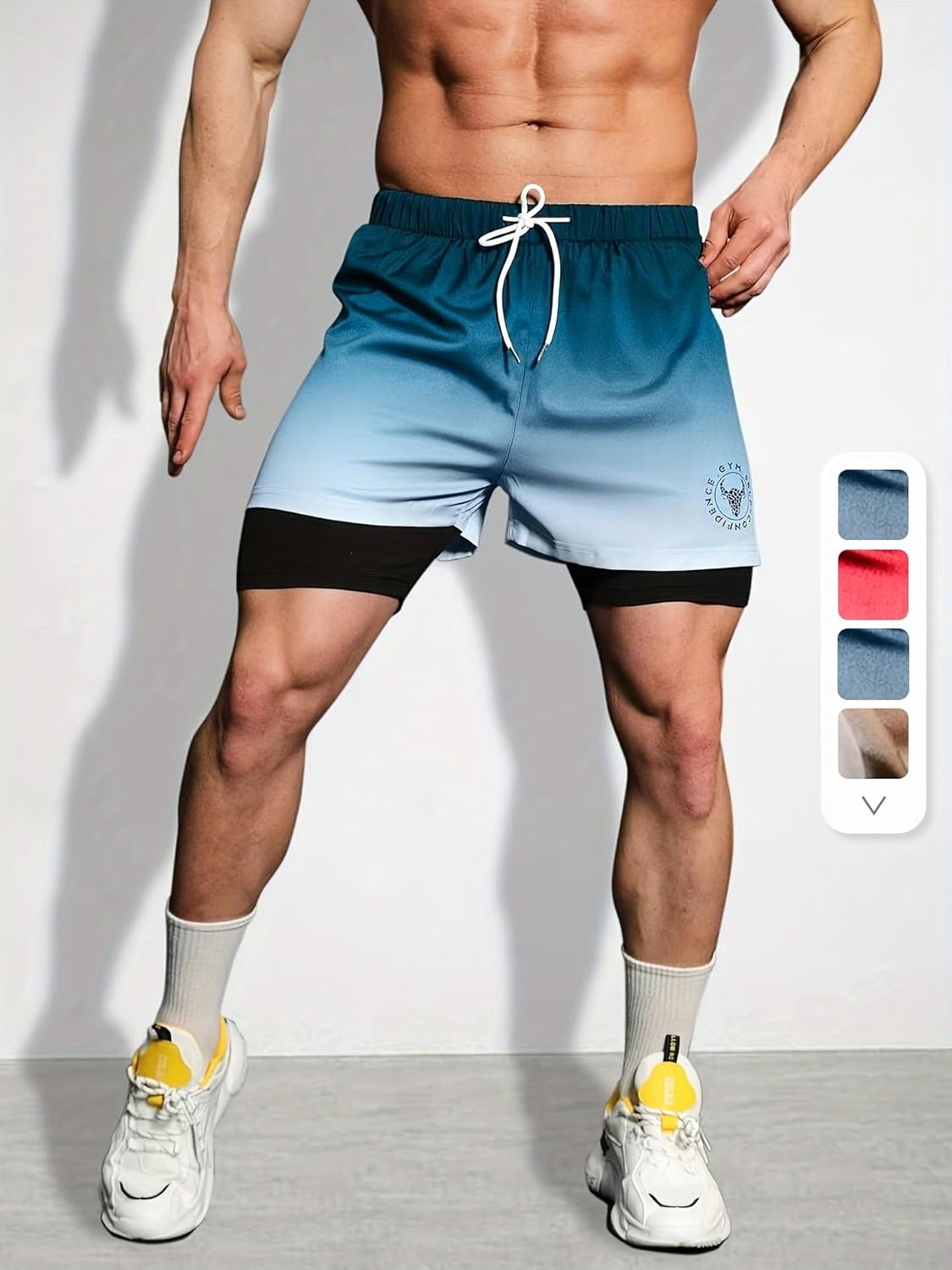 Men's 2-in-1 Athletic Casual Shorts,with Inner Pockets,Quick Dry Gym Workout Running Shorts