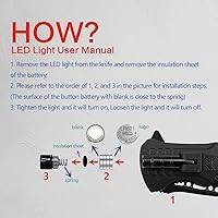 Vista 5 de XIPHIAS Cuchillo plegable de supervivencia - Multiherramienta de acero inoxidable con luz LED, iniciador de fuego, silbato y paracord, clip