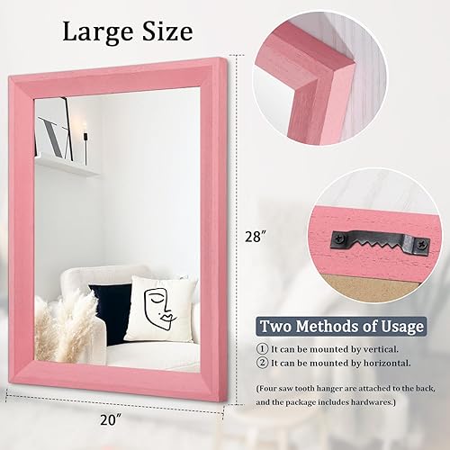 Vista 199 de AAZZKANG Espejos para pared, espejo colgante con marco de madera rústica, 20 x 16 pulgadas, decorativo para casa de campo, dormitorio, baño, sala