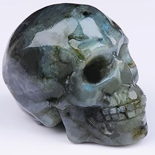 2 Inch Labradorite Crystal Skulls Decor,Human Skull Sculpture Statues He...
