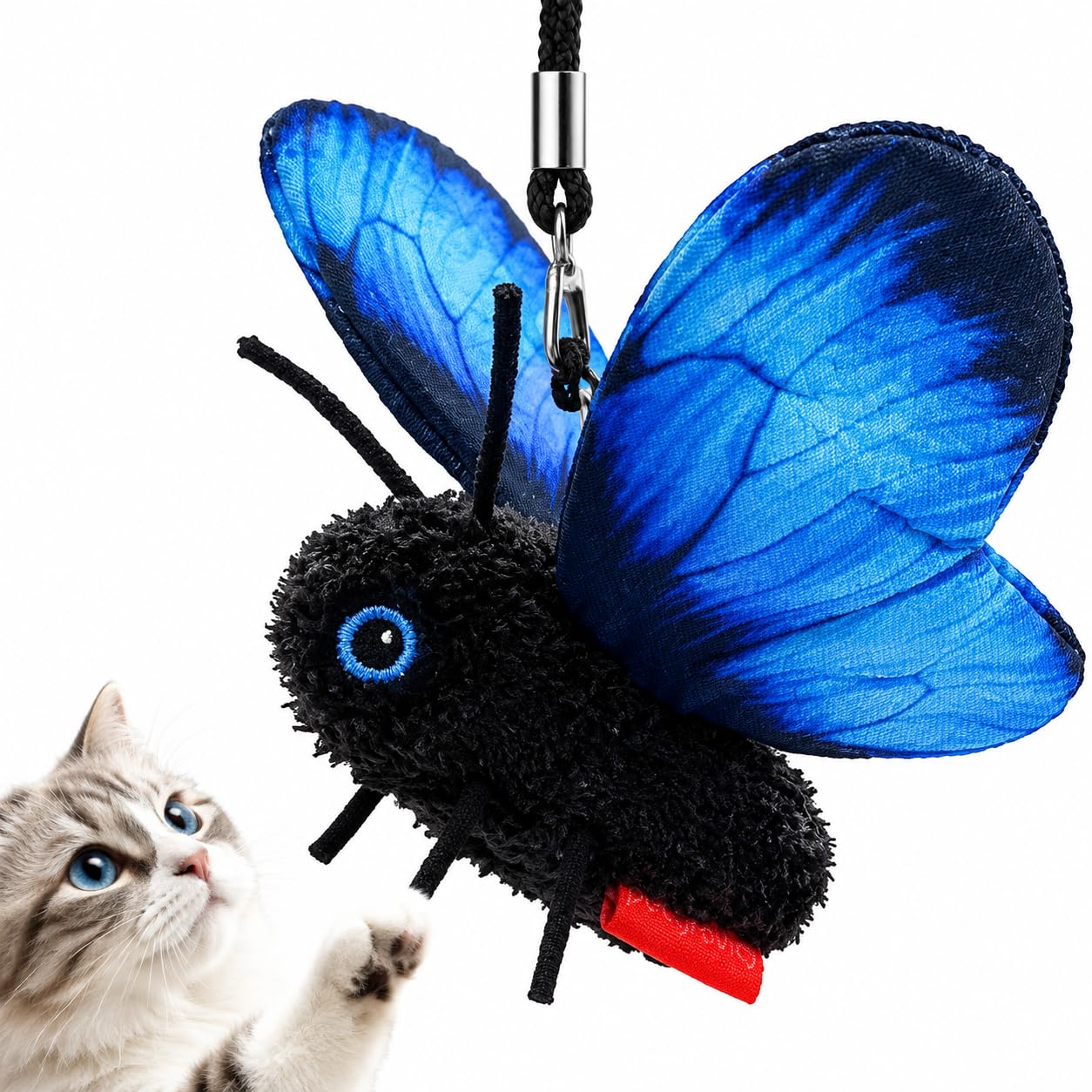 Fluttering Butterfly Cat Toy, 2027 New Interactive Cat Toy (Blue)