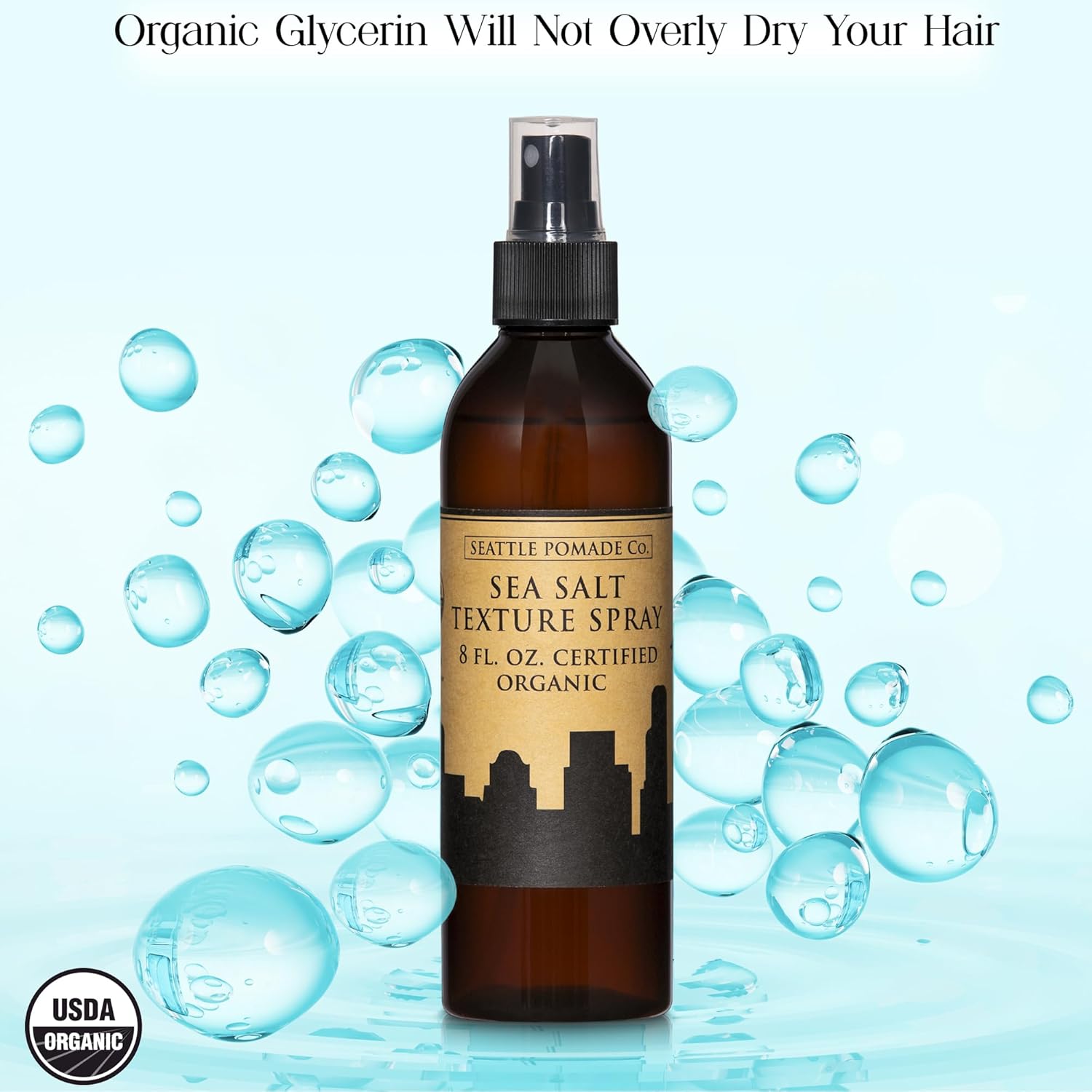 Seattle Pomade Co. Certified Organic Sea Salt Texture Spray. Made with organic materials from around the world. - Image 6